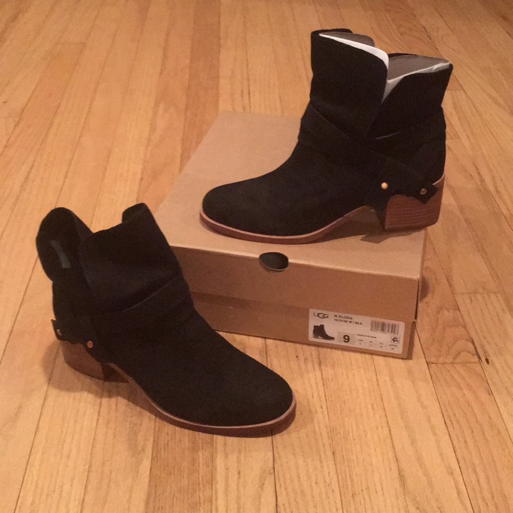 Brand new Never Worn Sz 9 black suede Non-Fur Uggs